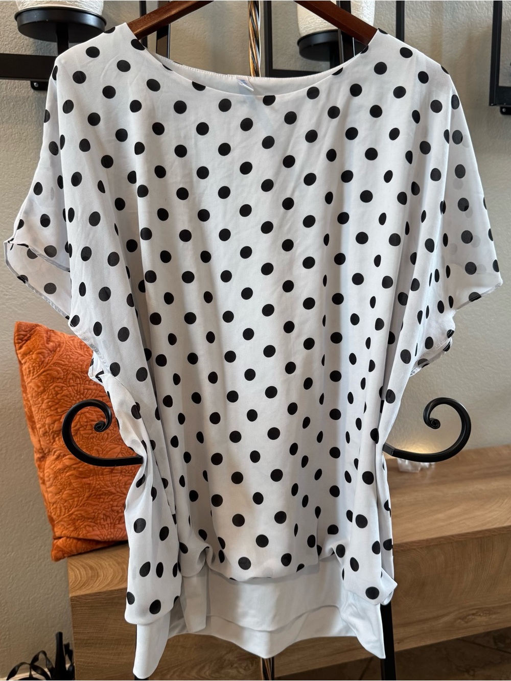 Women’s White and Black Polka Dot Blouse